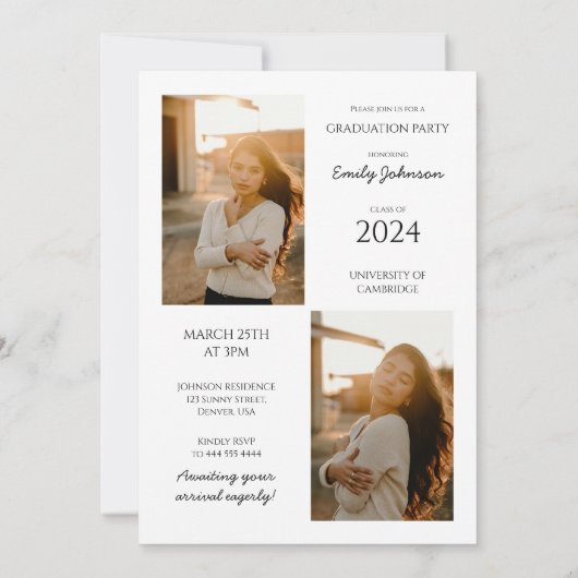 Moderne uitnodiging tot Afstuderen van verticale f (Achterkant)