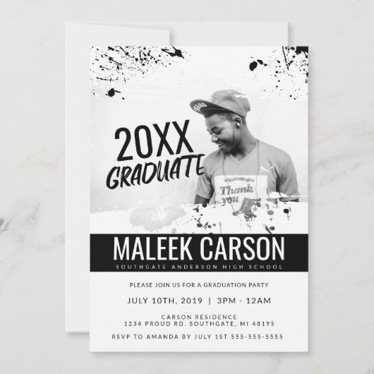 Moderne uitnodiging tot Afstuderen | Vet Afstudeer (Voorkant)