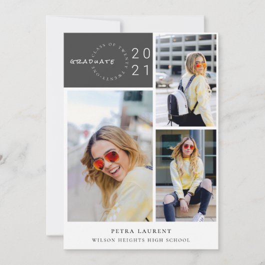 Moderne uitnodiging tot Afstuderen voor fotocollag (Voorkant)