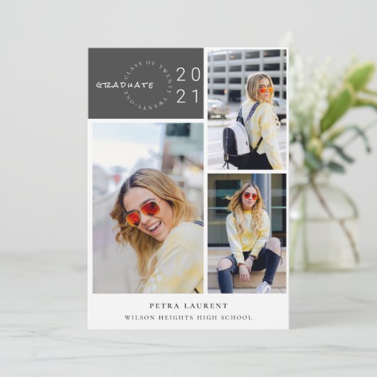 Moderne uitnodiging tot Afstuderen voor fotocollag (Staand voorkant)