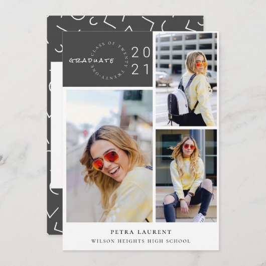 Moderne uitnodiging tot Afstuderen voor fotocollag (Voorkant / Achterkant)