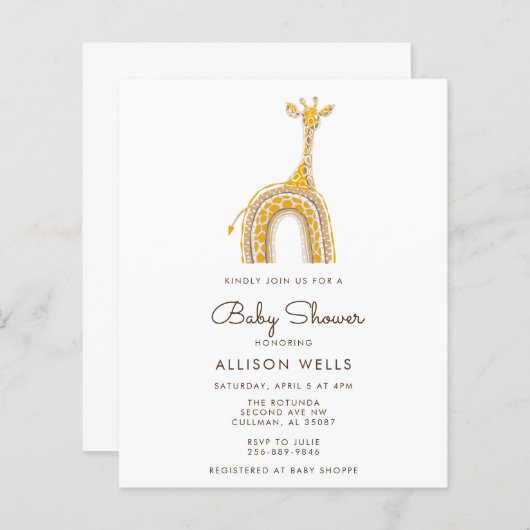 Moderne uitnodiging tot Baby shower (Voorkant / Achterkant)