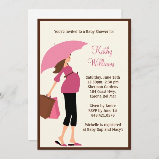 Moderne uitnodiging tot Baby shower (Voorkant / Achterkant)