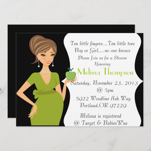 Moderne uitnodiging tot Baby shower (Voorkant / Achterkant)