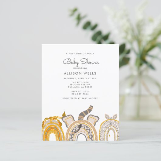 Moderne uitnodiging tot Baby shower (Staand voorkant)