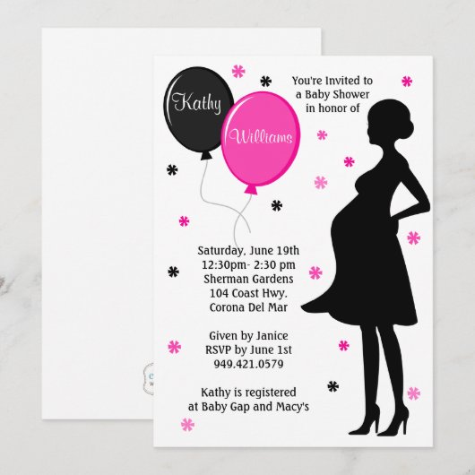 Moderne uitnodiging tot Baby shower (Voorkant / Achterkant)