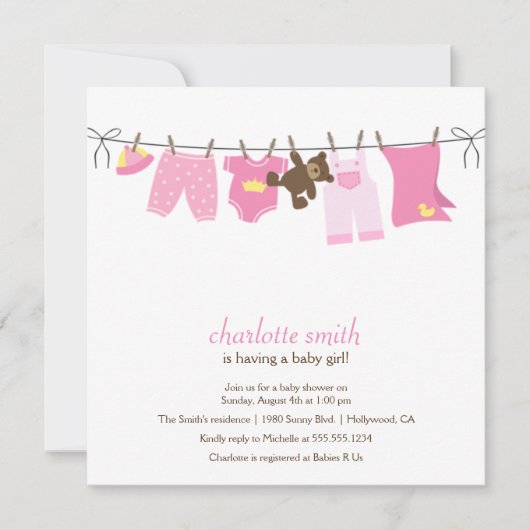 Moderne uitnodiging tot Baby shower (Voorkant)