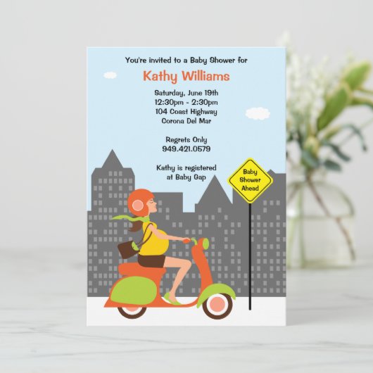 Moderne uitnodiging tot Baby shower (Staand voorkant)