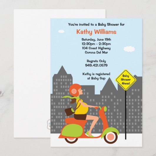 Moderne uitnodiging tot Baby shower (Voorkant / Achterkant)