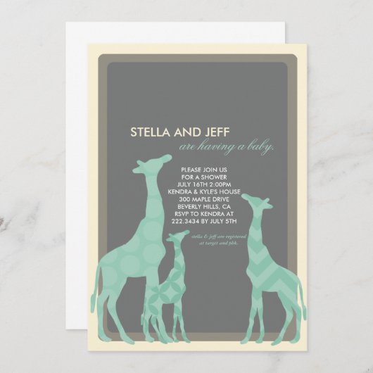 Moderne uitnodiging tot Baby shower | Neen. 2 (Voorkant / Achterkant)