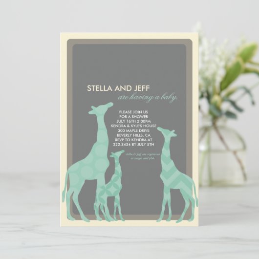 Moderne uitnodiging tot Baby shower | Neen. 2 (Staand voorkant)