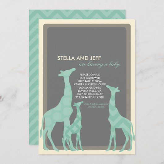 Moderne uitnodiging tot Baby shower | Neen. 2 (Voorkant / Achterkant)