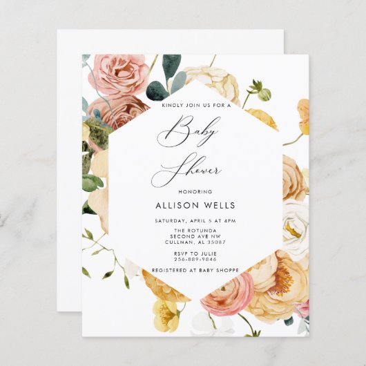 Moderne uitnodiging tot Baby shower | Sutton Flyer (Voorkant / Achterkant)