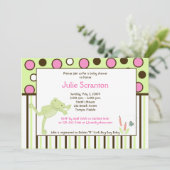 Moderne uitnodiging tot Baby shower van bladkikker (Staand voorkant)