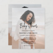 Moderne uitnodiging tot Baby shower voor fotobudge (Voorkant / Achterkant)