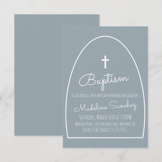Moderne uitnodiging tot Baby van baptisme (Voorkant / Achterkant)