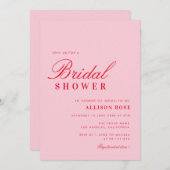 moderne uitnodiging tot douche met roze en rode br (Voorkant / Achterkant)