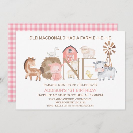 Moderne uitnodiging tot eerste Boerderij (Voorkant / Achterkant)