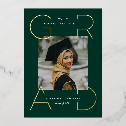 Moderne uitnodiging tot Folie Afstudeerder (Voorkant)