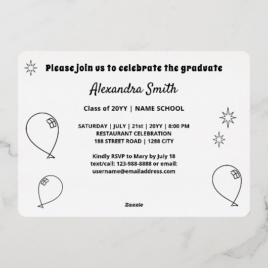 Moderne uitnodiging tot Folie van Aangepaste Afstu (Achterkant)