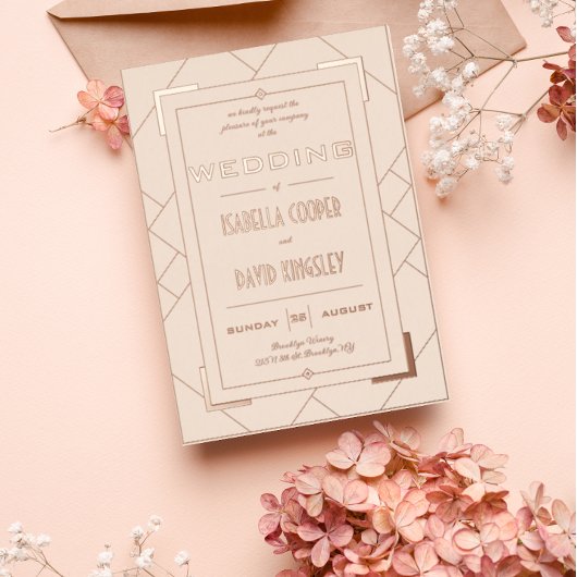 Moderne uitnodiging tot Folie van Deco Cream en Go