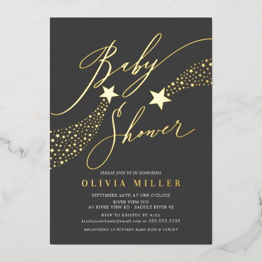 Moderne uitnodiging tot Folie van Little Star (Voorkant)