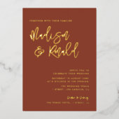 moderne uitnodiging tot folie van terracotta en go (Voorkant)