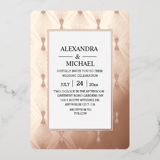 Moderne uitnodiging tot Folie voor Elegant Art Dec (Voorkant)