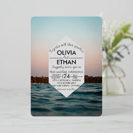 Moderne uitnodiging tot Folie voor zeeverbindingen (Staand Voorkant)