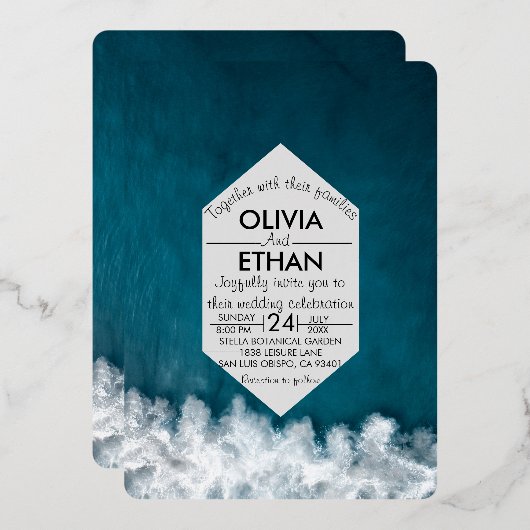 Moderne uitnodiging tot Folie voor zeeverbindingen (Voorkant / Achterkant)