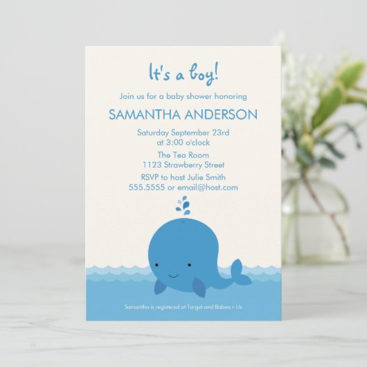 Moderne uitnodiging tot het Baby shower van de wal (Staand voorkant)