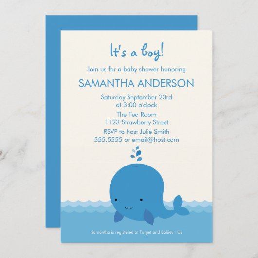 Moderne uitnodiging tot het Baby shower van de wal (Voorkant / Achterkant)