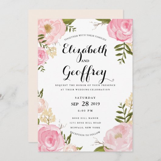 Moderne uitnodiging tot het huwelijk (Voorkant / Achterkant)