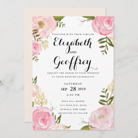 Moderne uitnodiging tot het huwelijk (Voorkant / Achterkant)