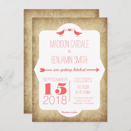 Moderne uitnodiging tot het uitzenden van Torteldu (Voorkant / Achterkant)