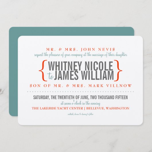 Moderne uitnodiging tot huwelijk (Voorkant / Achterkant)