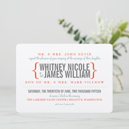 Moderne uitnodiging tot huwelijk (Staand voorkant)