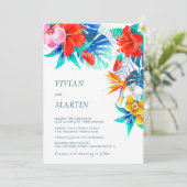 Moderne uitnodiging tot huwelijk in tropische rege (Staand voorkant)