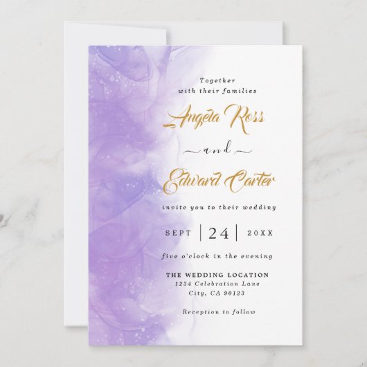 Moderne uitnodiging tot Paarse gewelddadige wedden (Voorkant)