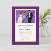 Moderne uitnodiging tot Paarse goudweddenschappen (Staand voorkant)