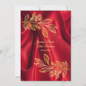 Moderne uitnodiging tot rode en gouden bruiloft (Achterkant)