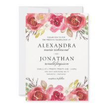 Moderne uitnodiging tot roze en rood huwelijk