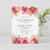 Moderne uitnodiging tot roze en rood huwelijk (Staand voorkant)