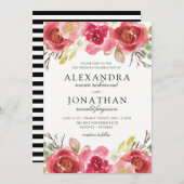 Moderne uitnodiging tot roze en rood huwelijk (Voorkant / Achterkant)