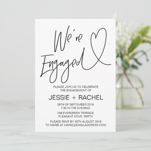 Moderne uitnodiging tot Verloving (Staand voorkant)