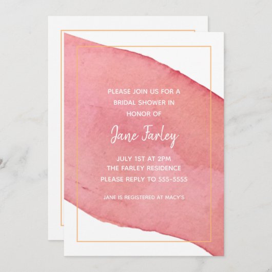 Moderne uitnodiging tot Waterverf (Voorkant / Achterkant)