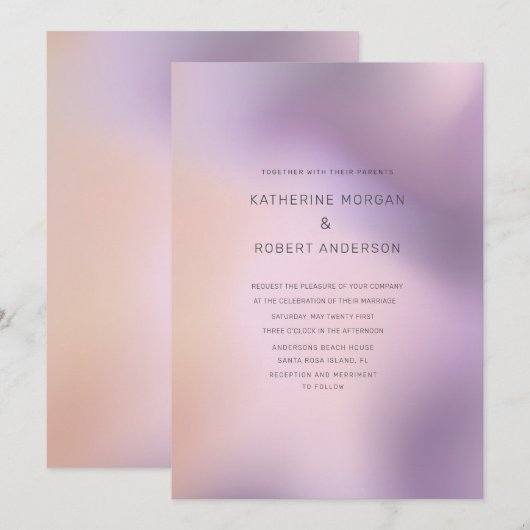 Moderne uitnodiging tot weddenschappen in metallis (Voorkant / Achterkant)