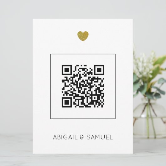 Moderne uitnodiging tot weduwen met QR-code (Staand voorkant)