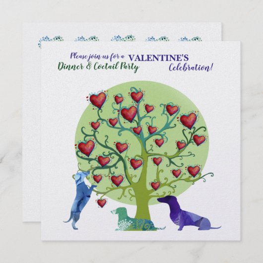 Moderne Uitnodiging Valentijn Feestviering (Voorkant / Achterkant)