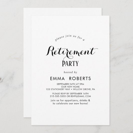 Moderne Uitnodiging van aftredingspartij voor scri (Voorkant / Achterkant)